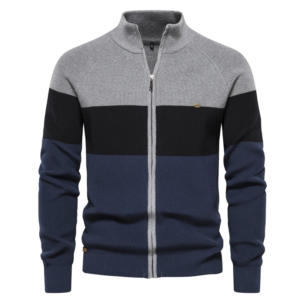 Men's Patchwork Zip Sweater