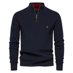 Men's Full-Zip High-Neck Cotton Cardigan