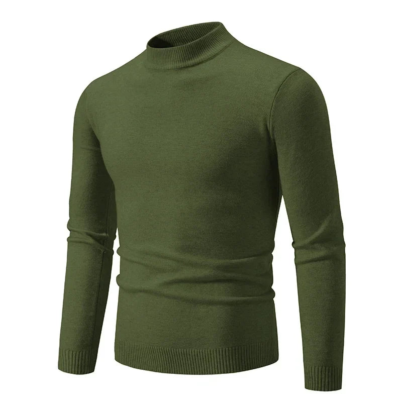 Gestrickter Herren-Pullover mit kurzem Stehkragen
