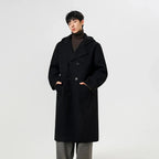 Hooded Double-Breasted Wool Blend Trench Coat