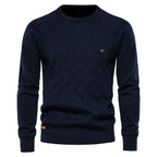 Gestrickter Herren-Pullover mit Argyle-Muster und Rundhalsausschnitt