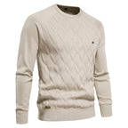 Gestrickter Herren-Pullover mit Argyle-Muster und Rundhalsausschnitt