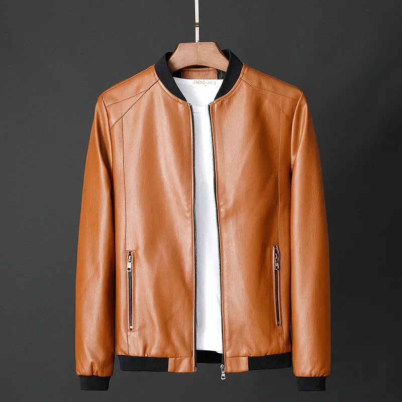 Men's PU Leather Bomber Jacket