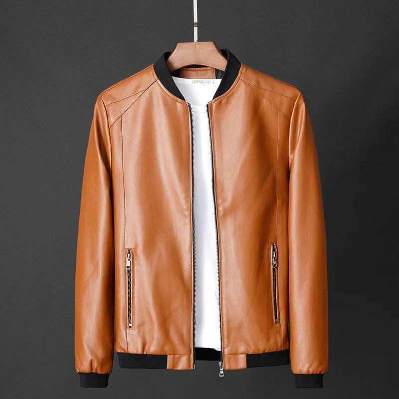 Men's PU Leather Bomber Jacket