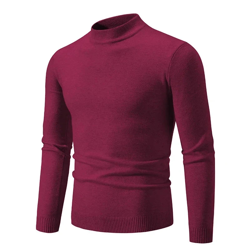 Gestrickter Herren-Pullover mit kurzem Stehkragen