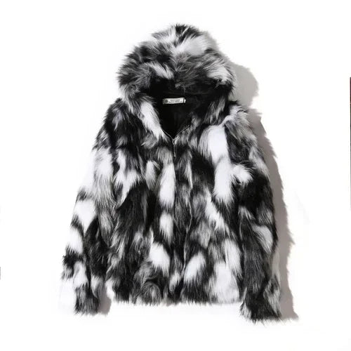 Men's Faux Fur Hooded Coat – Warm Winter Outerwear