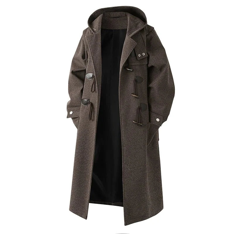 Herren-Trenchcoat mit Kapuze als Windbreaker