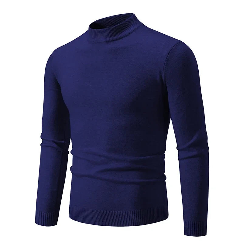 Gestrickter Herren-Pullover mit kurzem Stehkragen