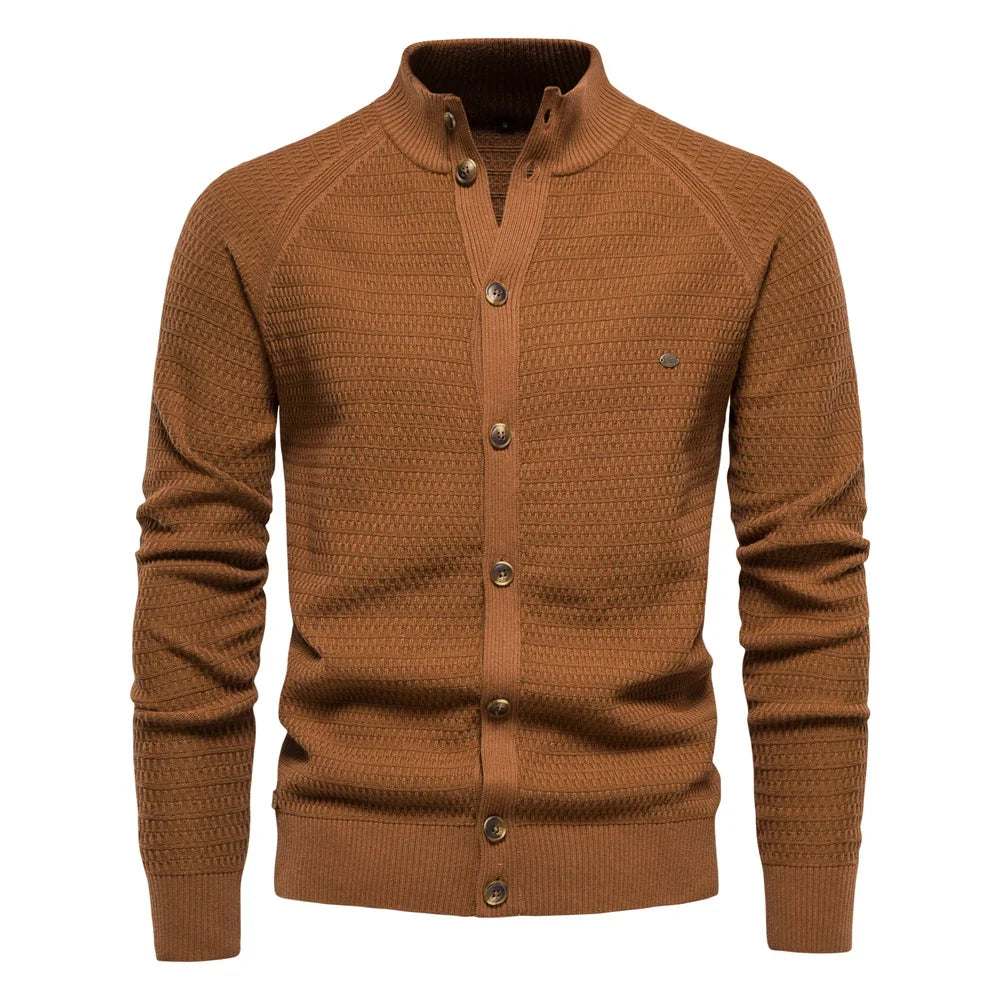 Men's High-Collar Knit Cardigan