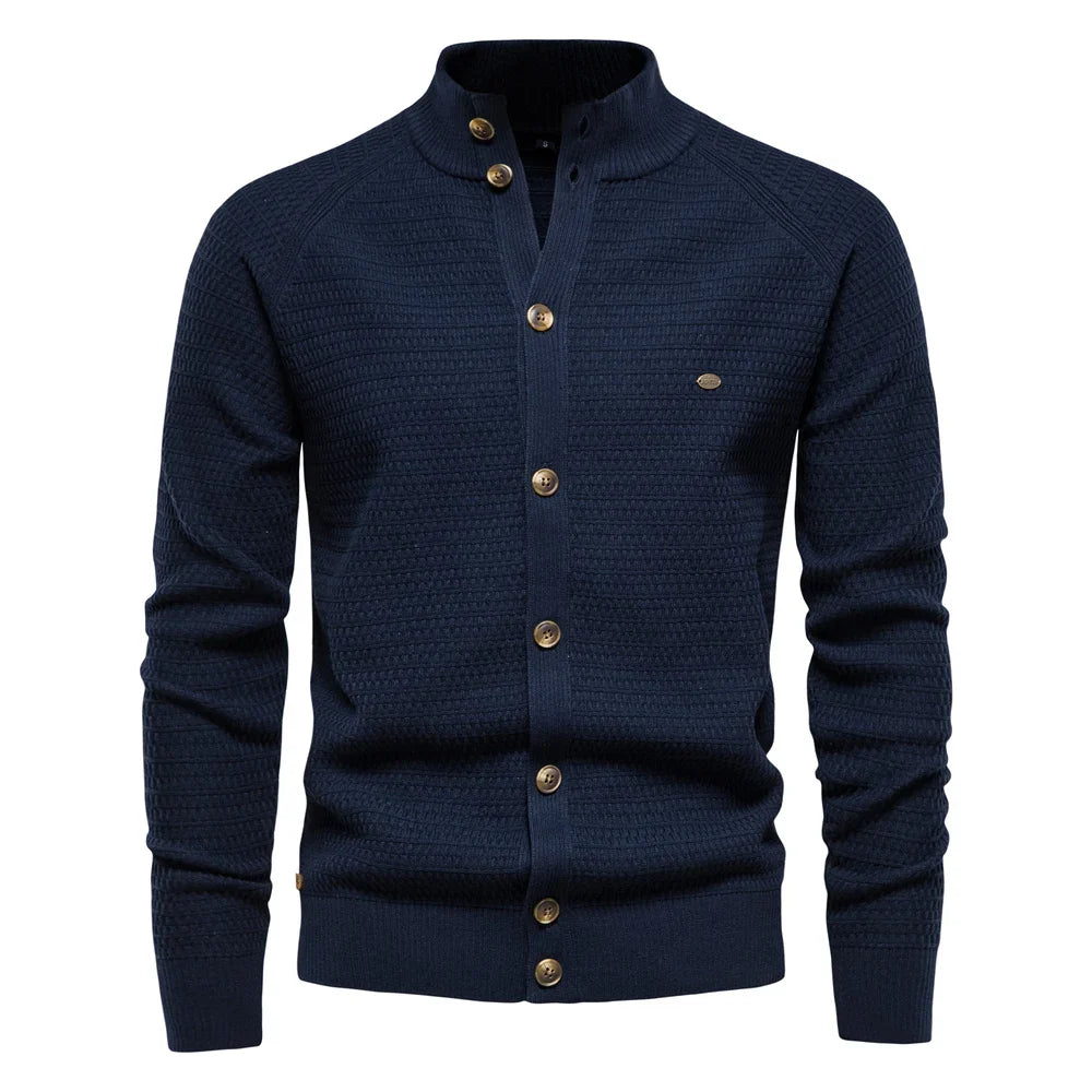 Men's High-Collar Knit Cardigan