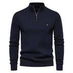 Men's Quarter-Zip High-Collar Knit Sweater