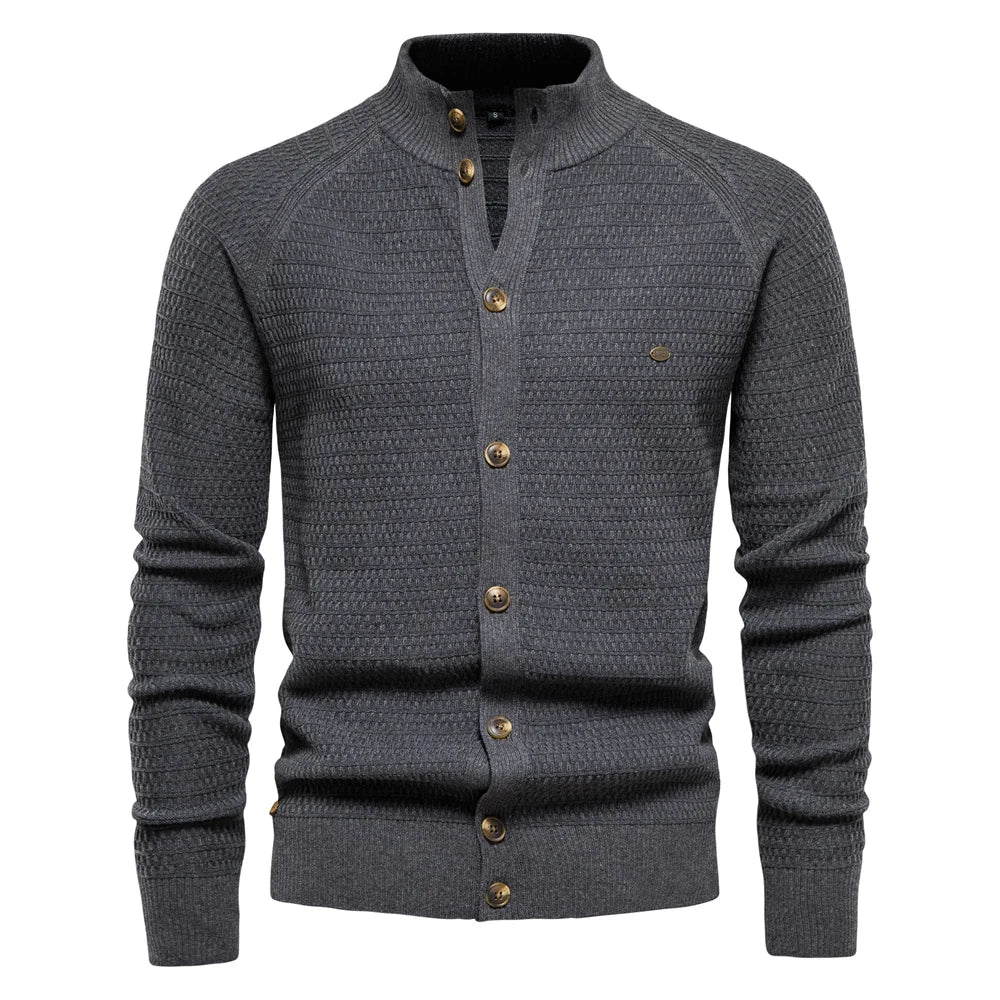 Men's High-Collar Knit Cardigan