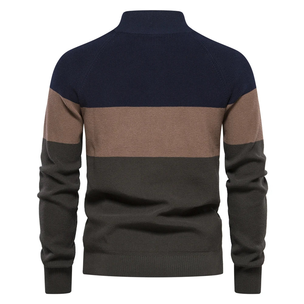 Men's Patchwork Zip Sweater