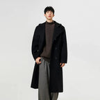 Hooded Double-Breasted Wool Blend Trench Coat