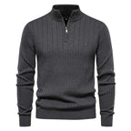 Men's Quarter-Zip High-Collar Knit Sweater