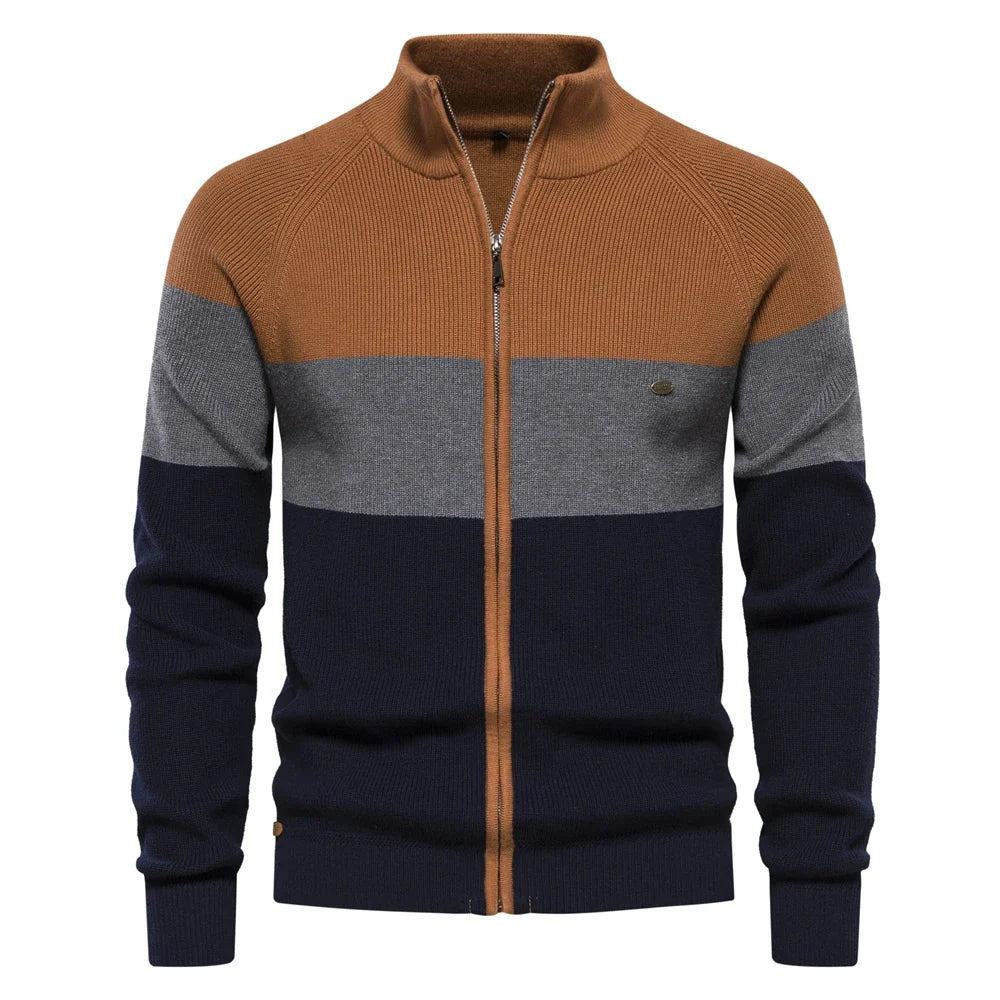 Men's Patchwork Zip Sweater