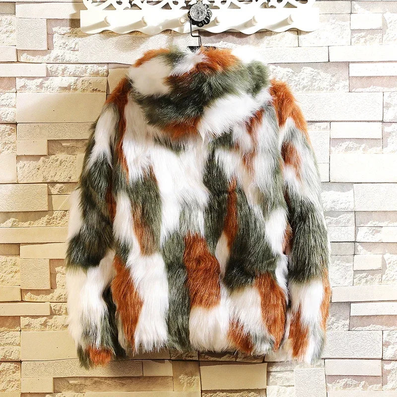 Men's Faux Fur Hooded Coat – Warm Winter Outerwear