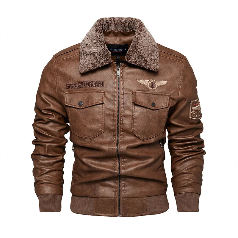 Herren-Motorradjacke mit Thermofutter