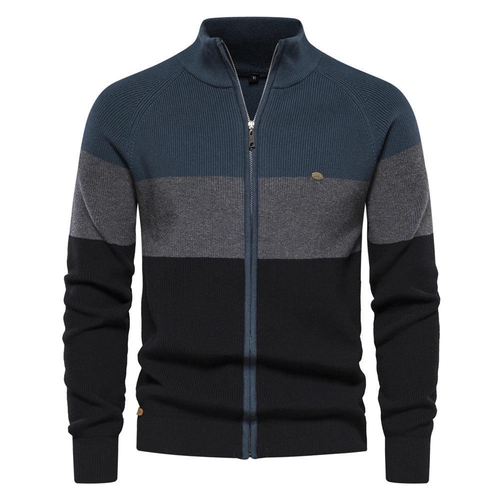 Men's Patchwork Zip Sweater