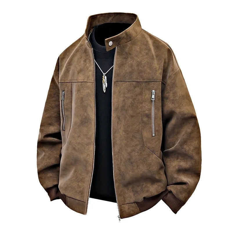 Men's Tie-Dye PU Leather Jacket