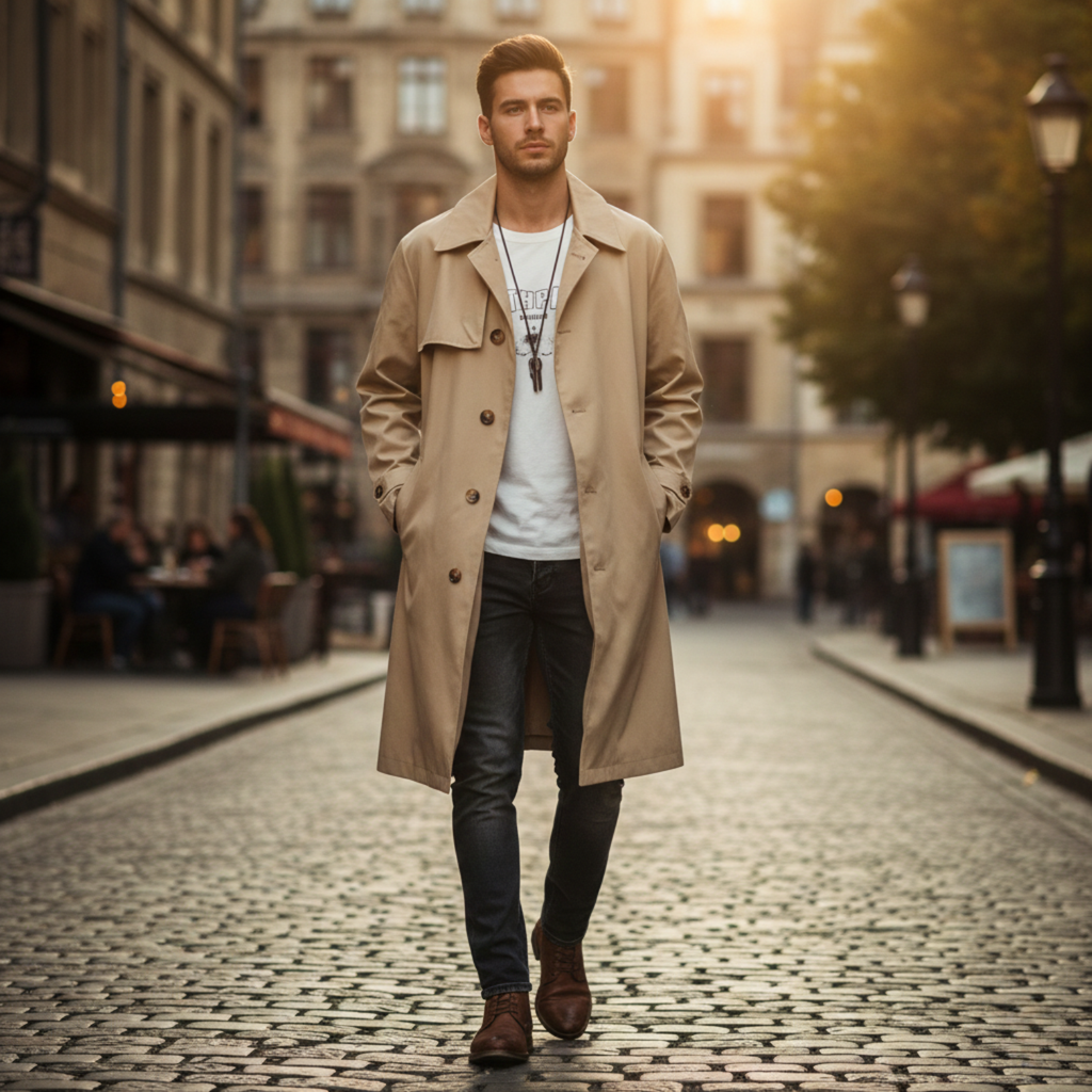 Men's Oversized Trench Coat – Relaxed Fit