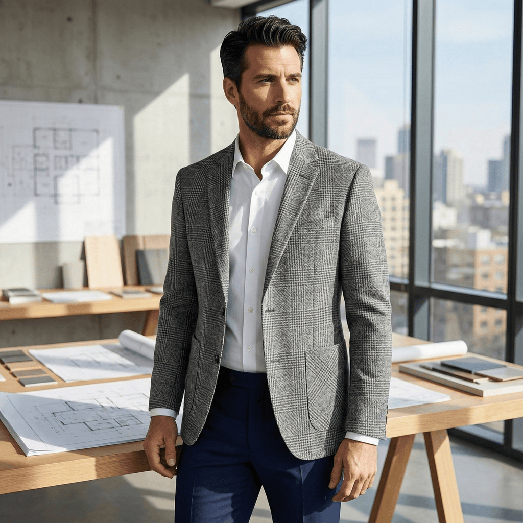 Casual slim-fit herenblazer met V-hals