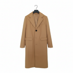 Langer Herren-Trenchcoat im Slim Fit mit Pelzkragen
