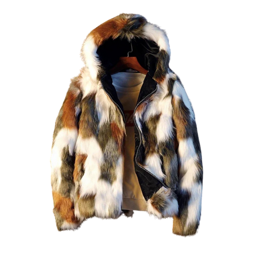 Men's Faux Fur Hooded Coat – Warm Winter Outerwear