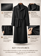 Men's Slim-Fit Windbreaker Trench Coat