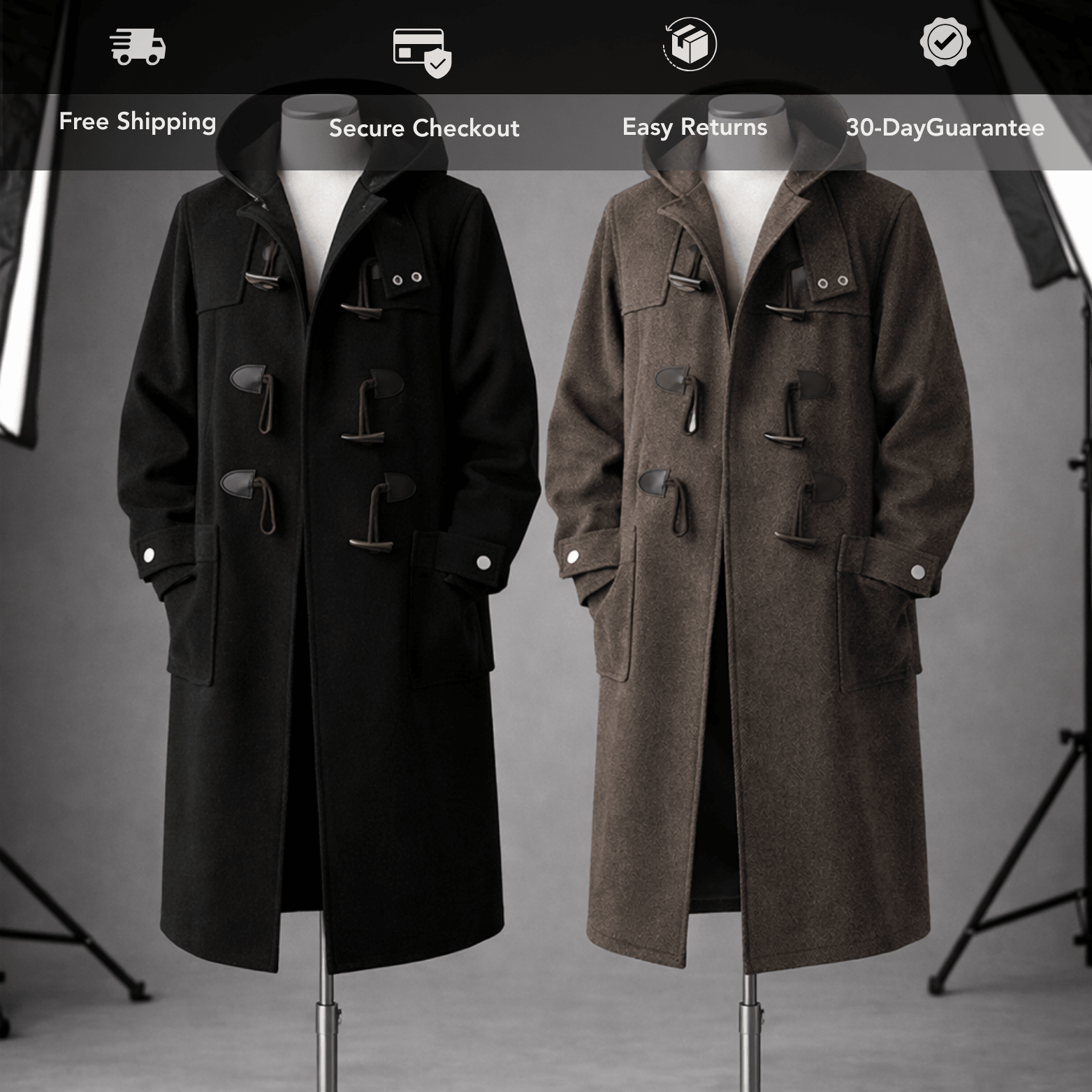 Herren-Trenchcoat mit Kapuze als Windbreaker