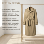 Men's Slim-Fit Windbreaker Trench Coat