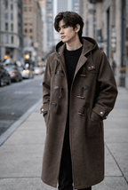Herenwindbreaker-trenchcoat met capuchon