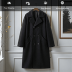 Hooded Double-Breasted Wool Blend Trench Coat