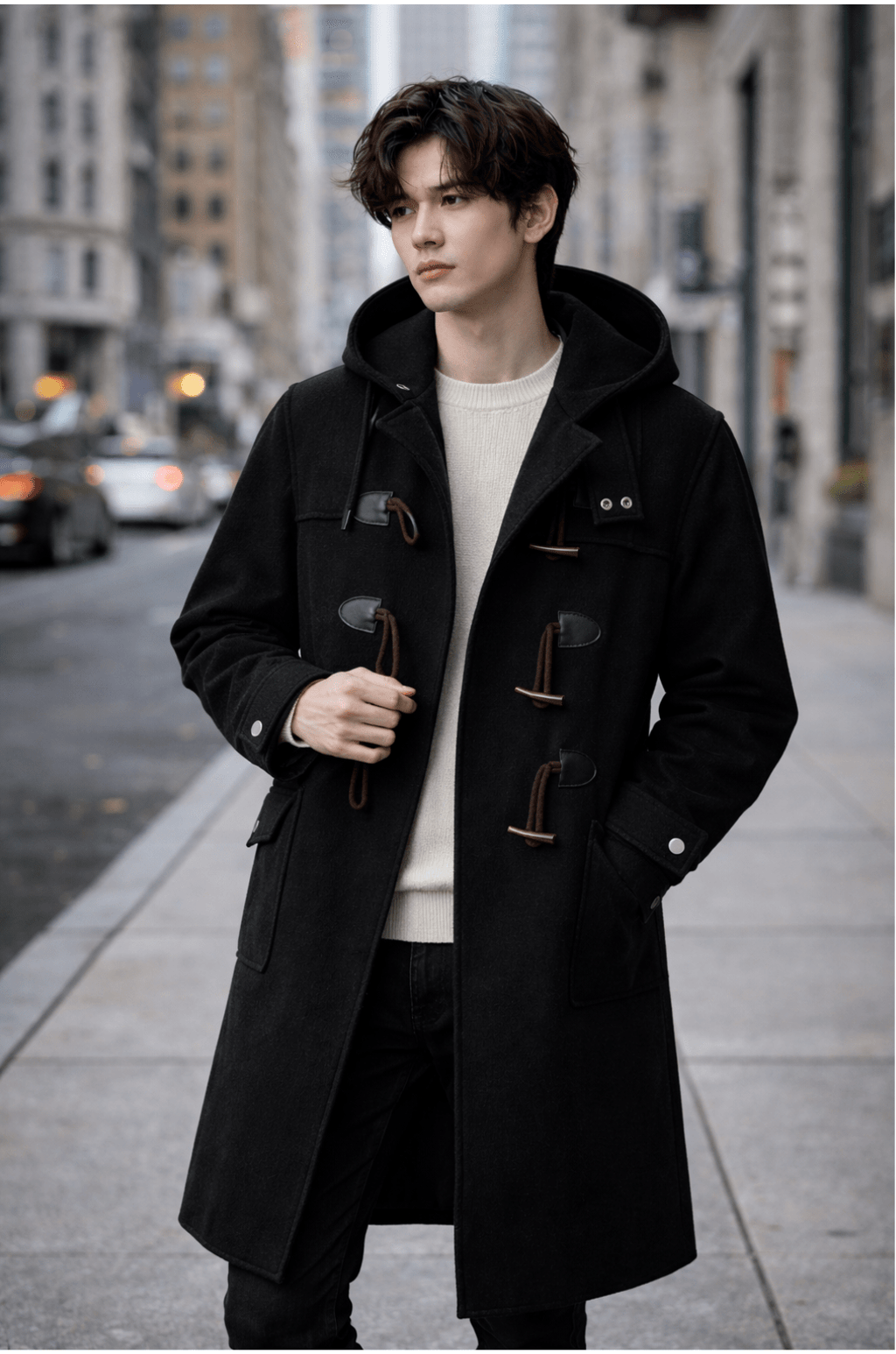 Herenwindbreaker-trenchcoat met capuchon
