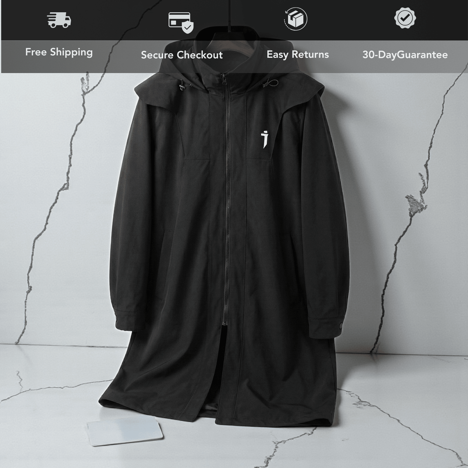 Lange taktische Techwear-Trenchjacke für Herren – Wintermantel