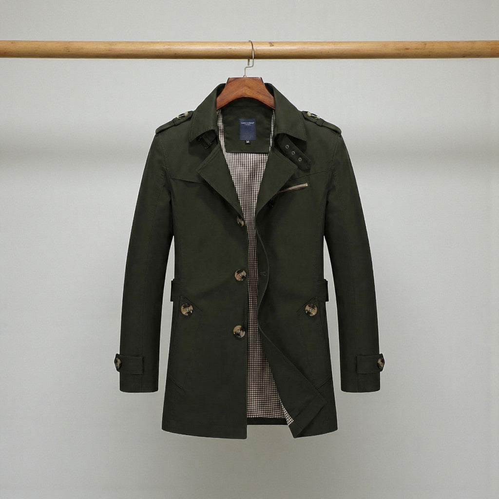 Men's Single-Breasted Trench Coat