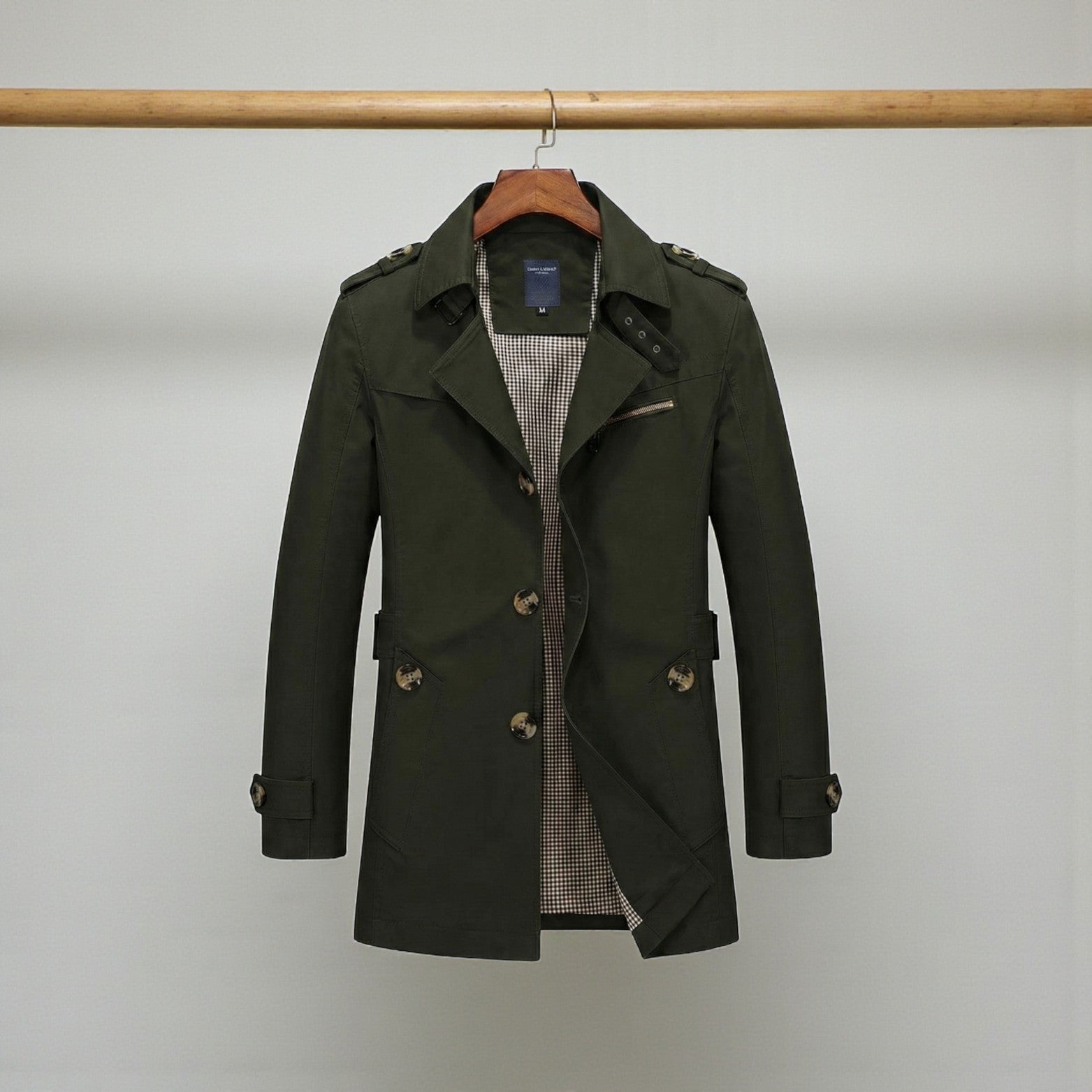 Men's Single-Breasted Trench Coat