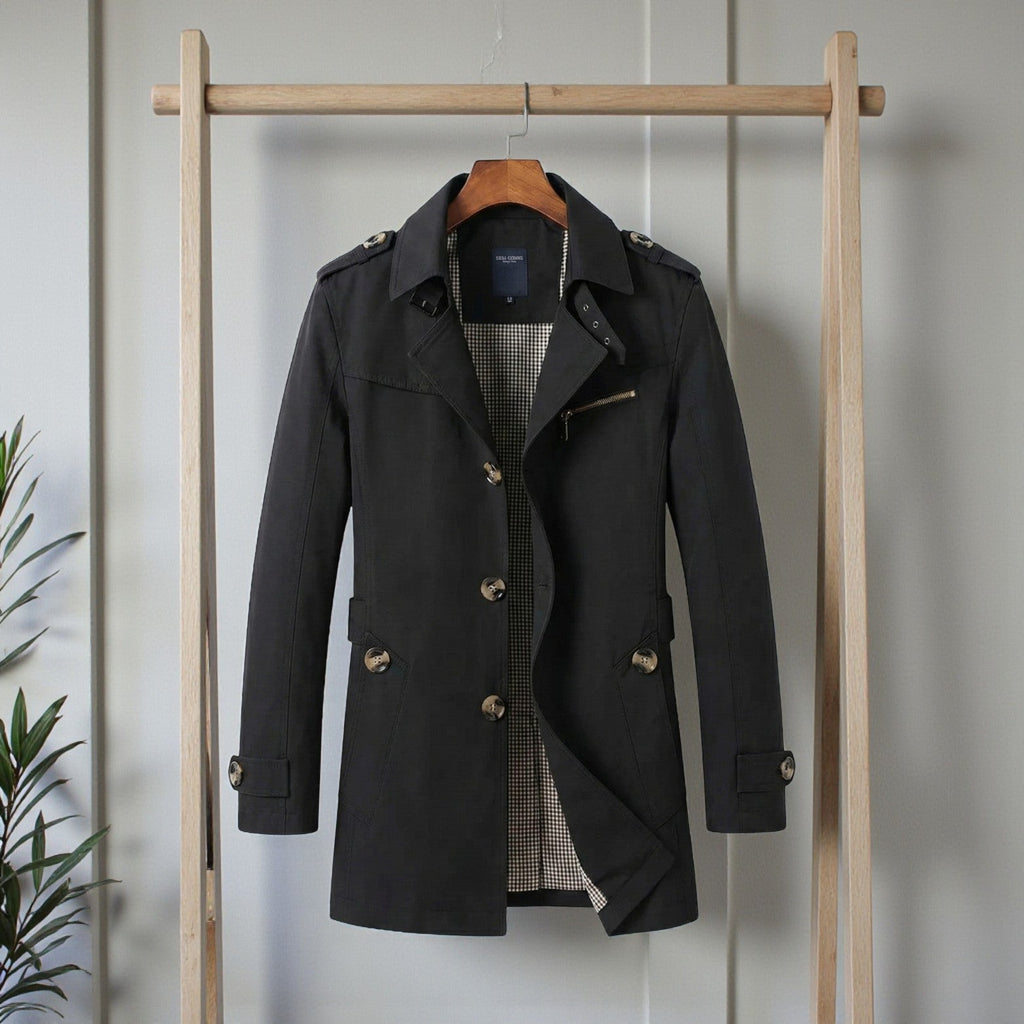 Men's Single-Breasted Trench Coat