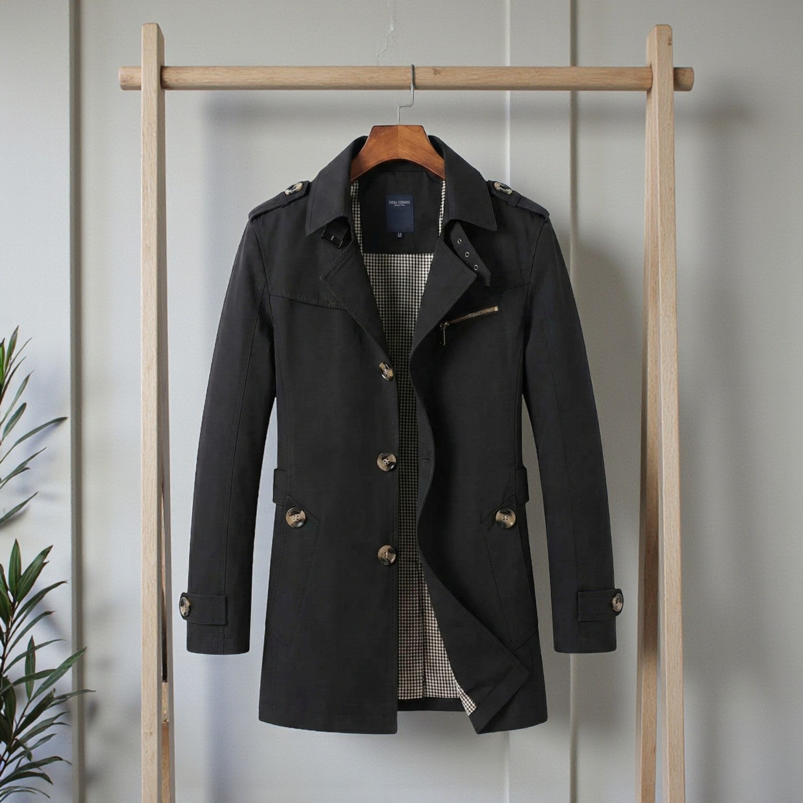 Men's Single-Breasted Trench Coat