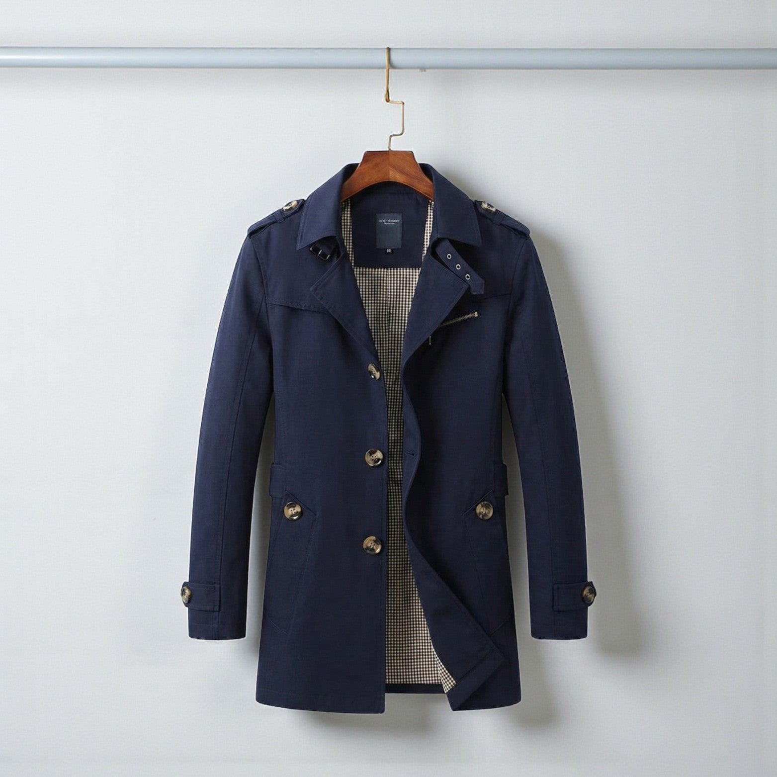Men's Single-Breasted Trench Coat
