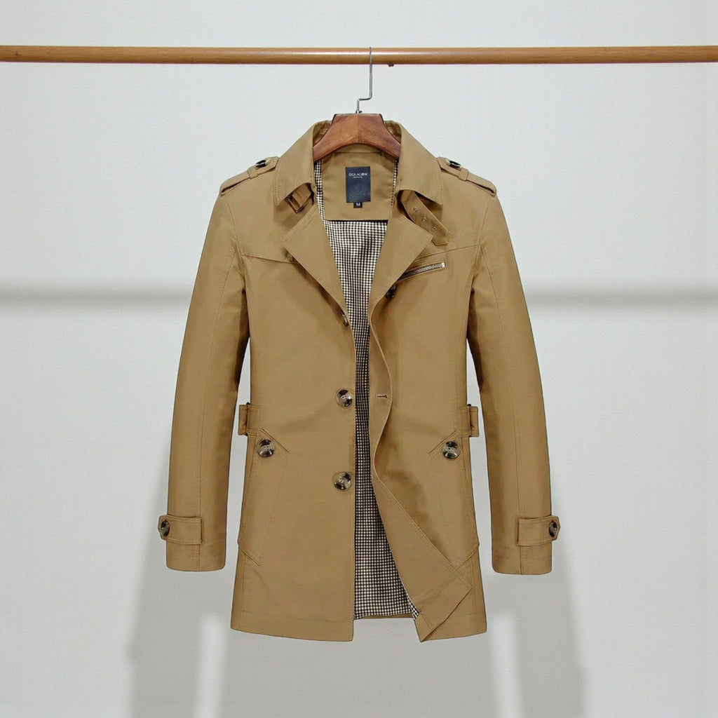 Men's Single-Breasted Trench Coat