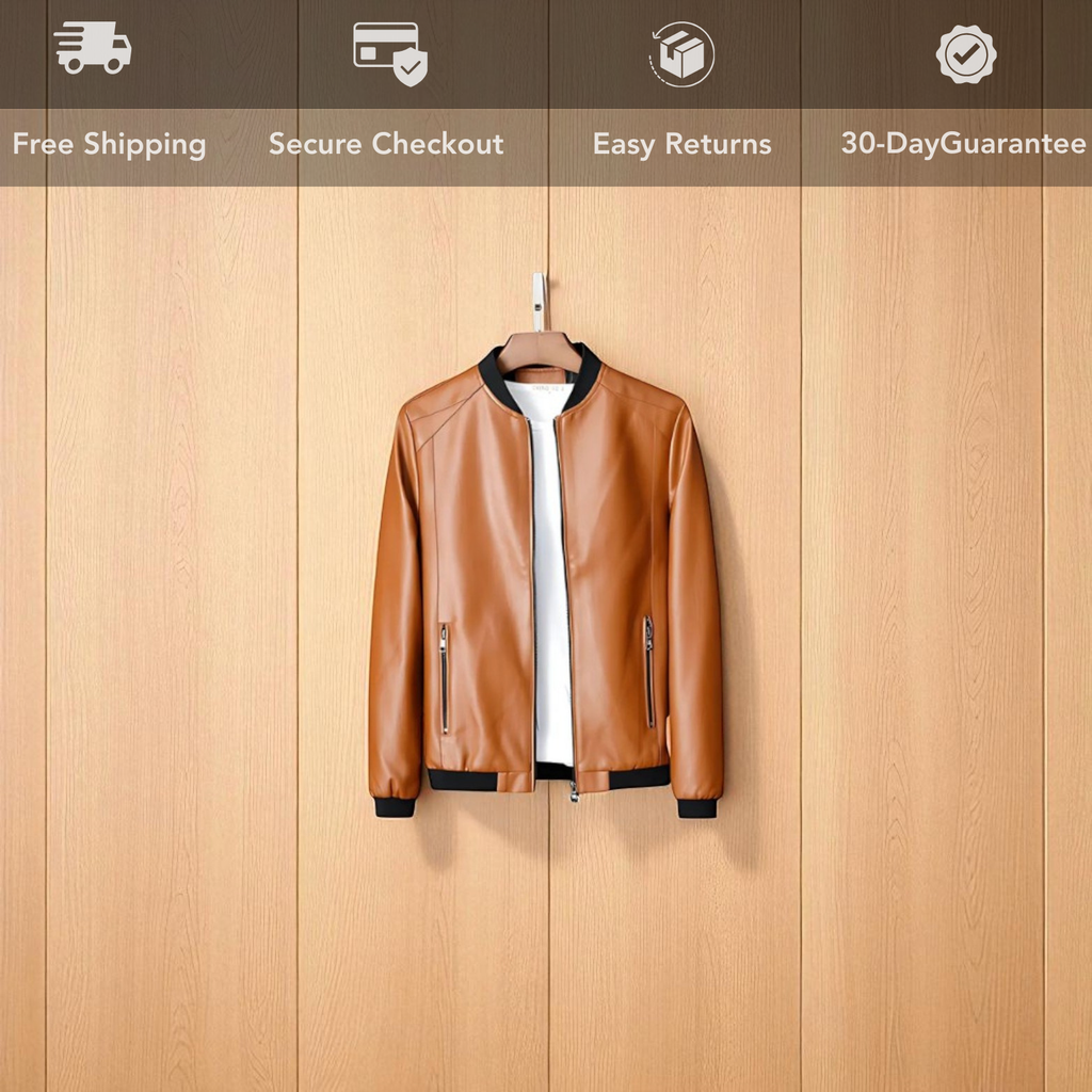Men's PU Leather Bomber Jacket