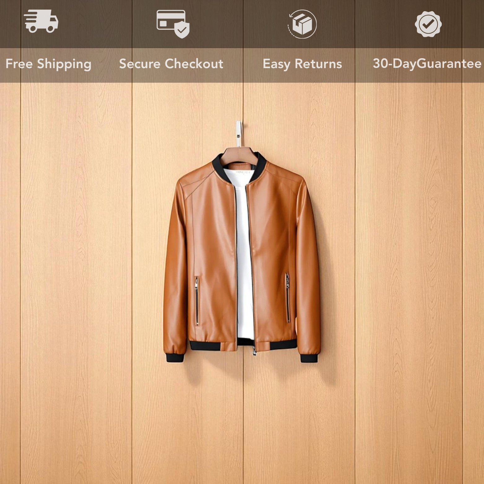 Men's PU Leather Bomber Jacket
