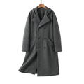 Hooded Double-Breasted Wool Blend Trench Coat