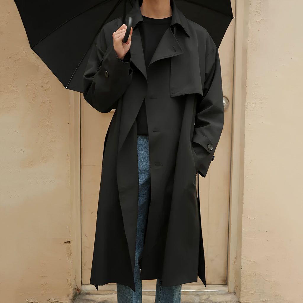 Men's Double-Breasted Trench Coat – Mid-Length Windbreaker