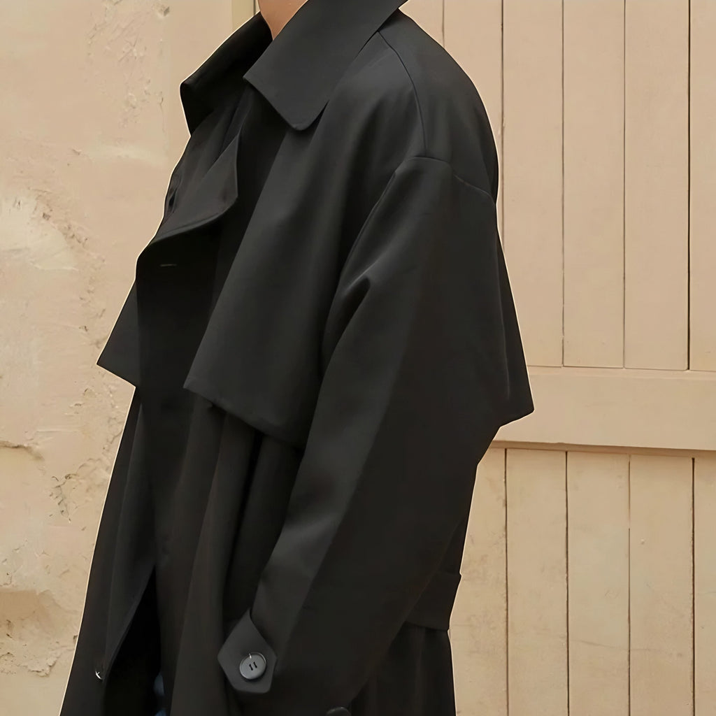Men's Double-Breasted Trench Coat – Mid-Length Windbreaker