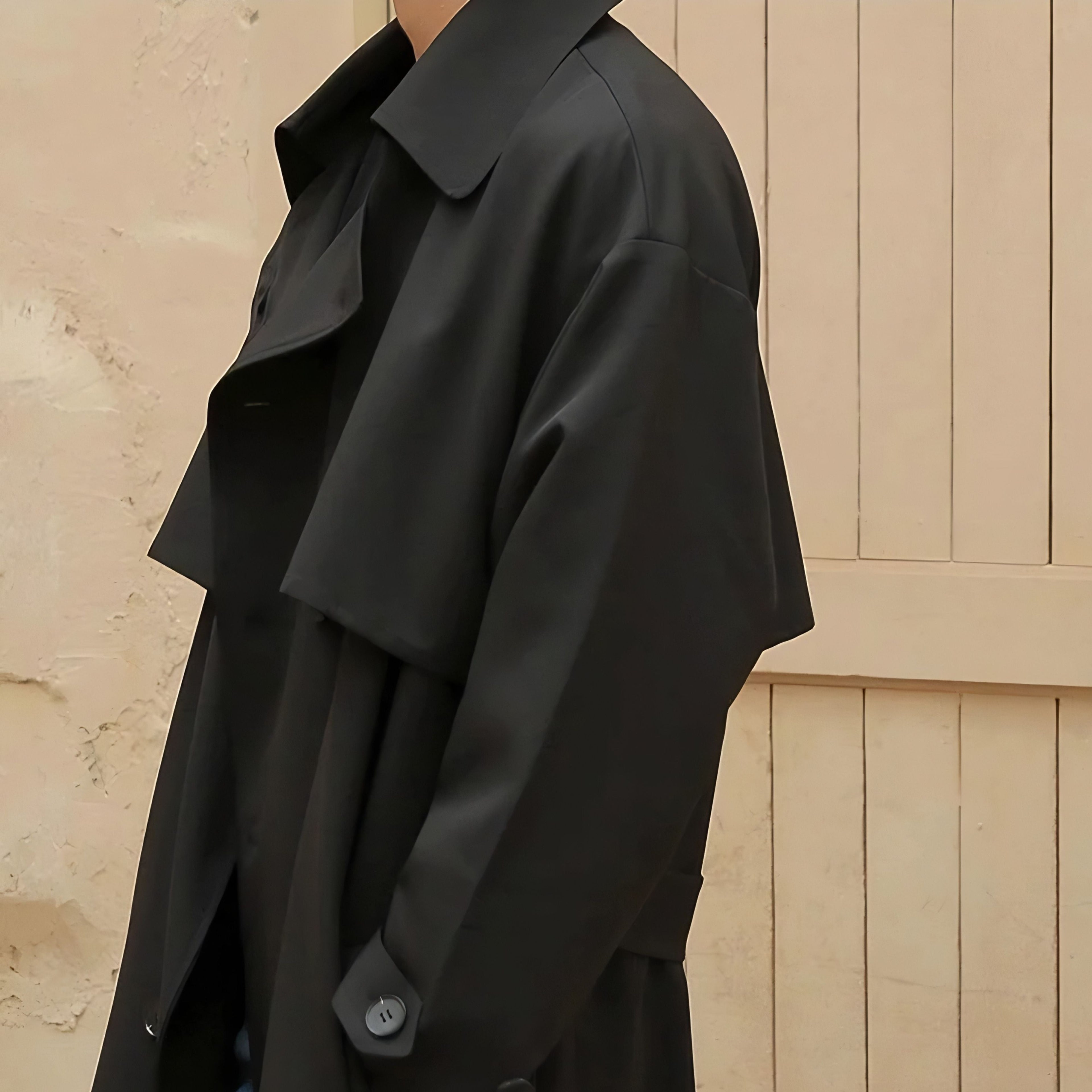 Men's Double-Breasted Trench Coat – Mid-Length Windbreaker
