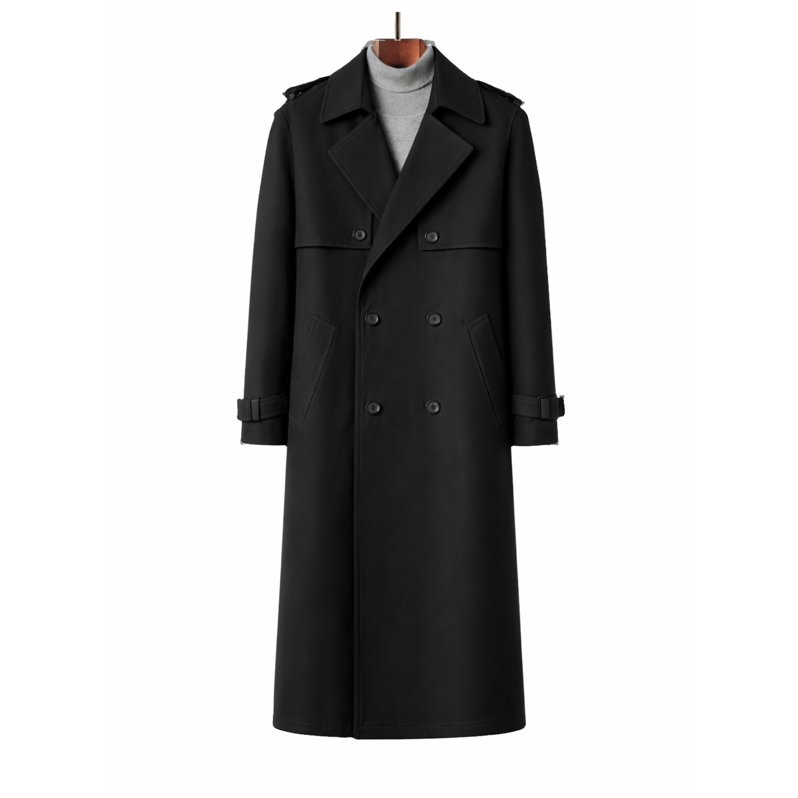 Men's Double-Breasted Trench Coat – Mid-Length Windbreaker