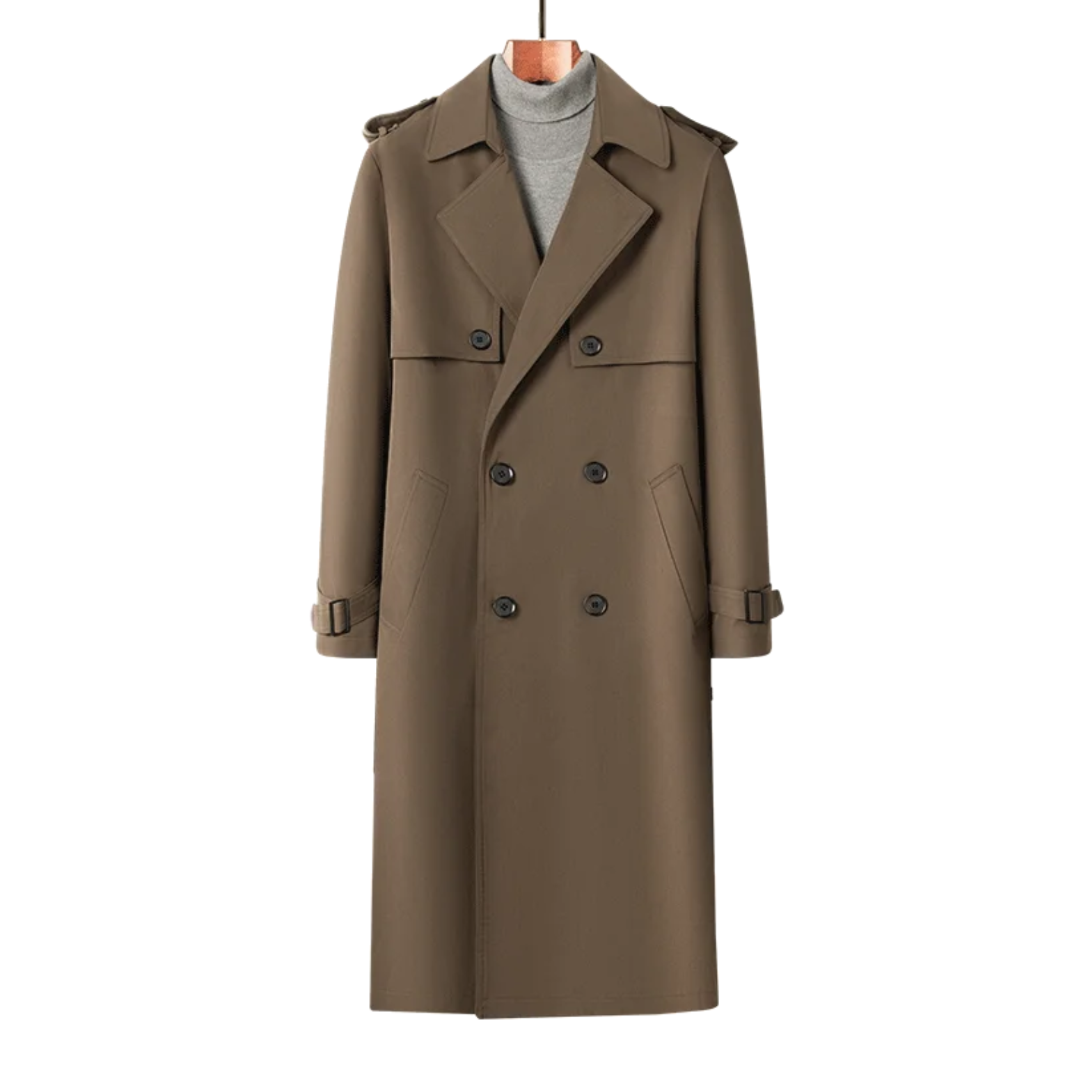 Men's Double-Breasted Trench Coat – Mid-Length Windbreaker