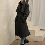 Men's Double-Breasted Trench Coat – Mid-Length Windbreaker